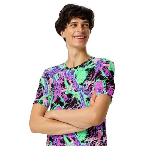 Candy Static on a Men's Crew Neck T-Shirt