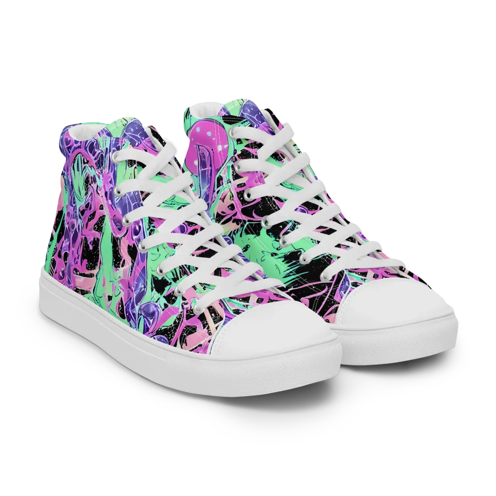 Candy Static on Men's High Top Canvas Shoes — Right Front