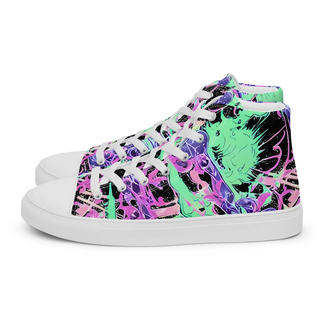 Candy Static on Men's High Top Canvas Shoes — Left