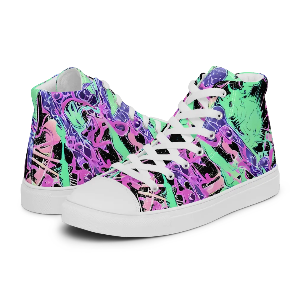 Candy Static on Men's High Top Canvas Shoes — Left