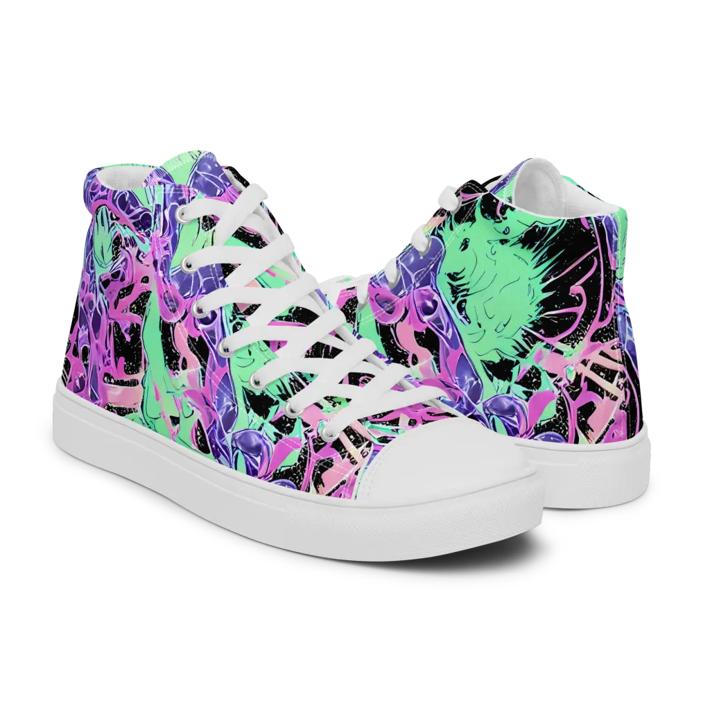 Candy Static on Men's High Top Canvas Shoes — Right