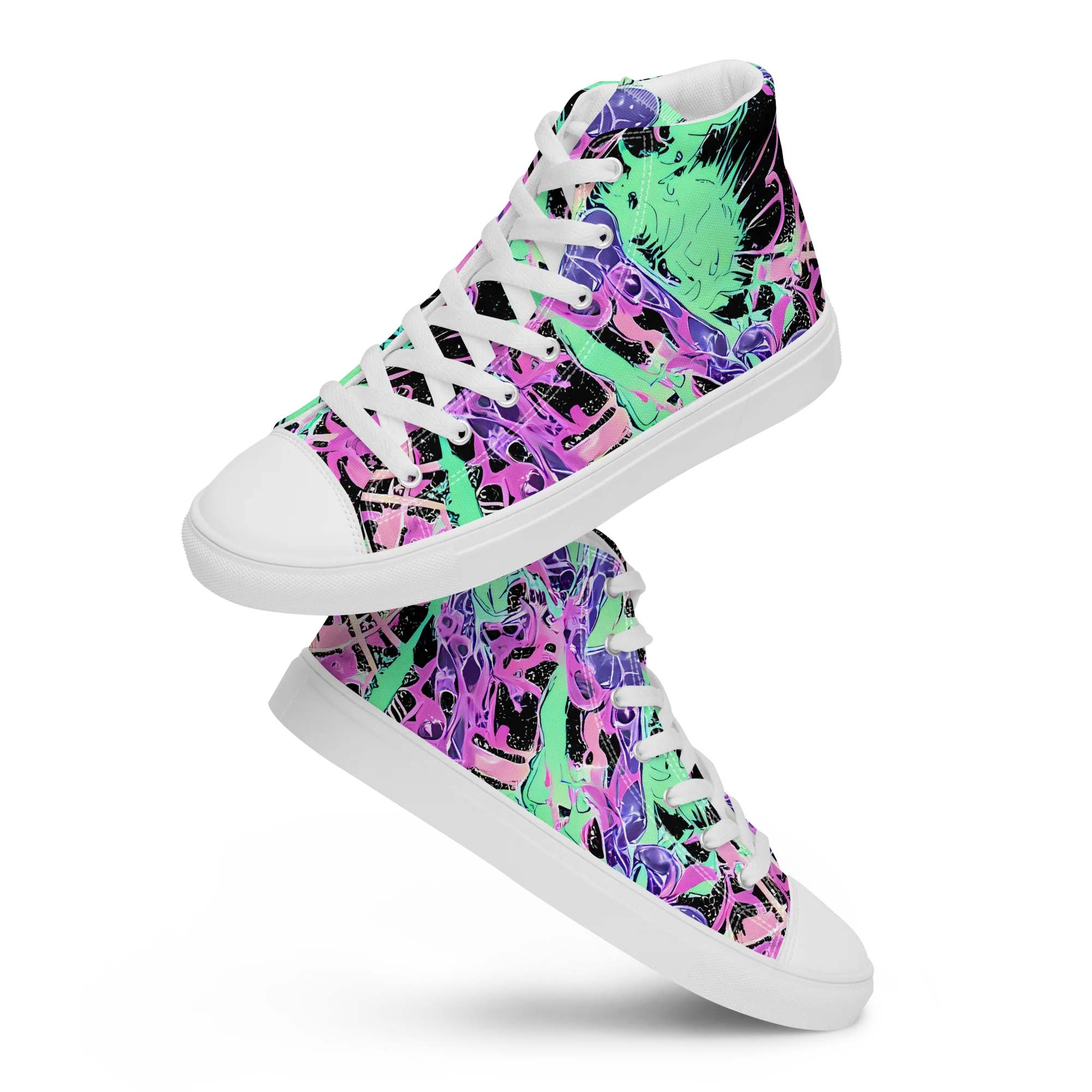 Candy Static on Men's High Top Canvas Shoes — Front