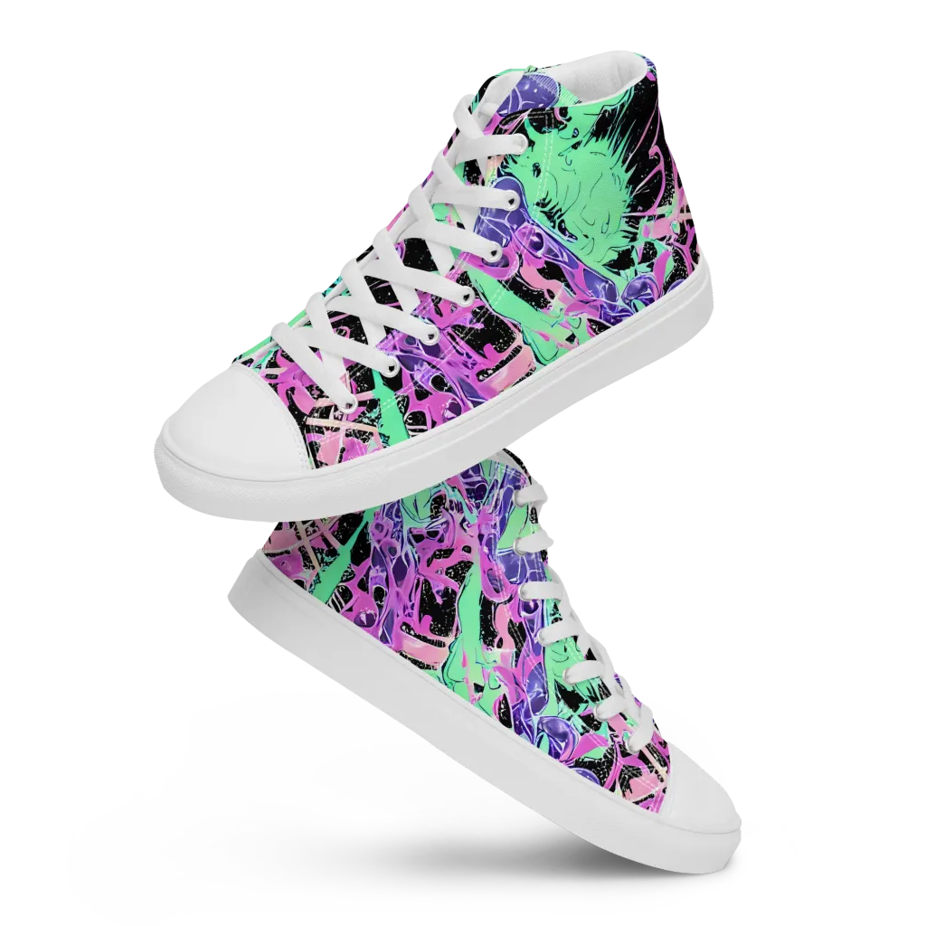 Candy Static on Men's High Top Canvas Shoes — Front