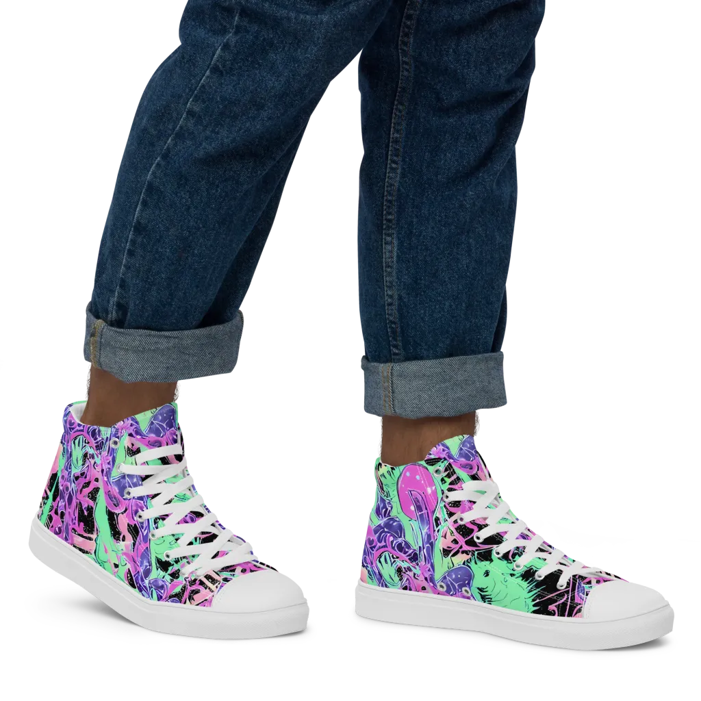 Candy Static on Men's High Top Canvas Shoes — Right