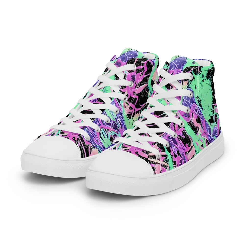 Candy Static on Women's High Top Canvas Shoes — Left Front