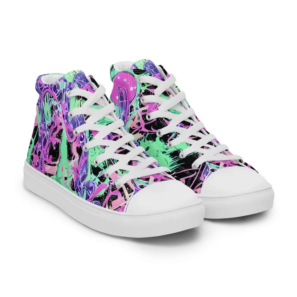 Candy Static on Women's High Top Canvas Shoes — Right Front