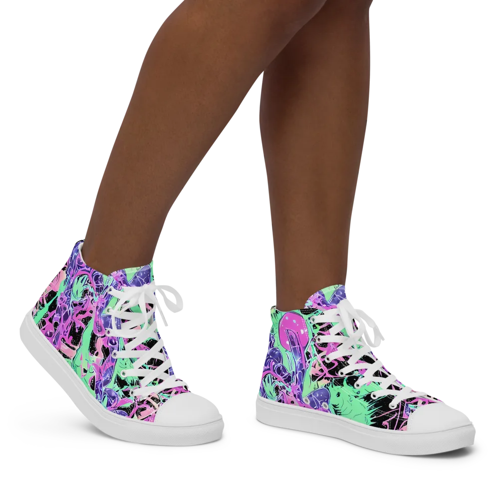 Candy Static on Women's High Top Canvas Shoes — Right