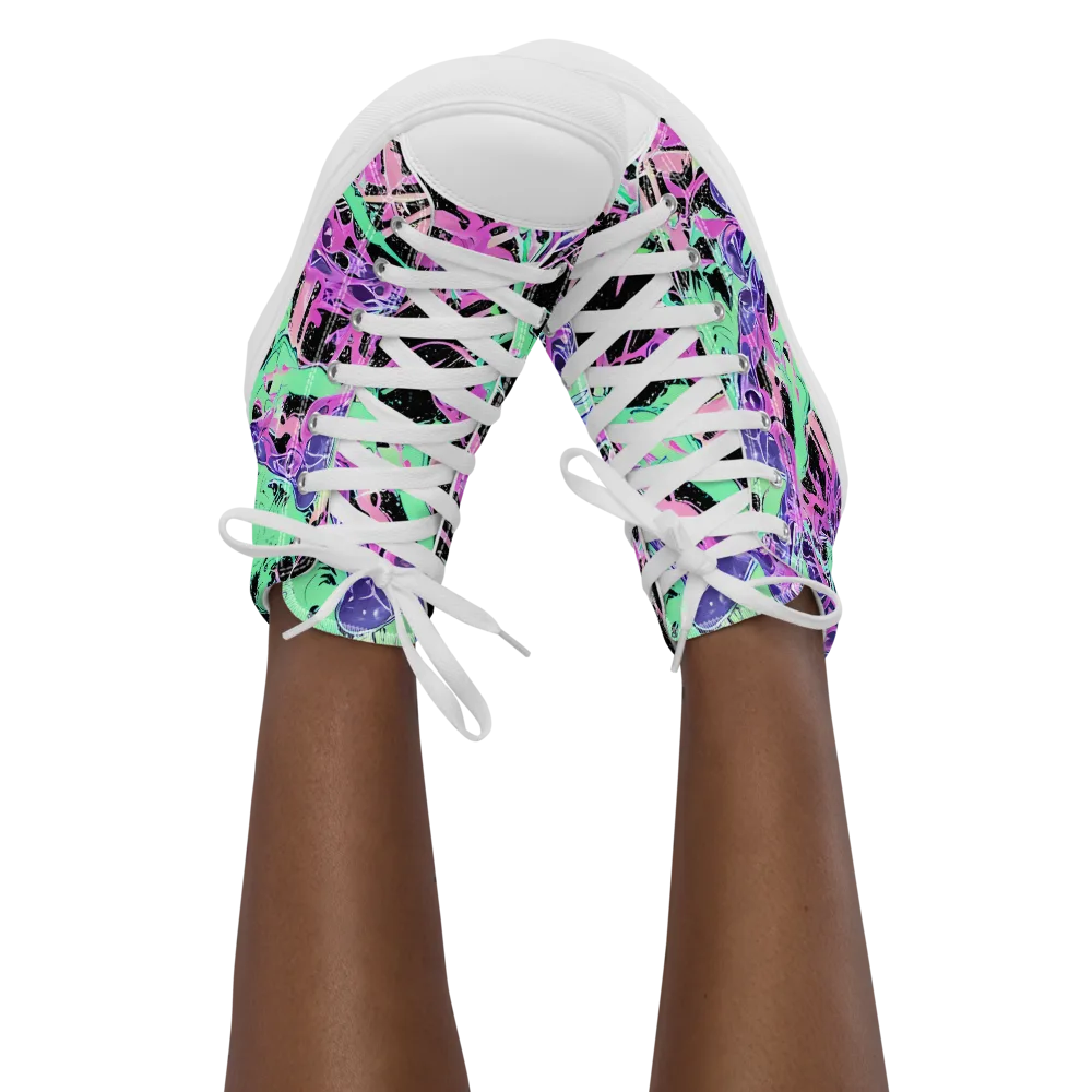 Candy Static on Women's High Top Canvas Shoes — Front