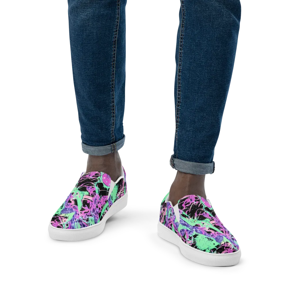 Candy Static on Men's Slip-On Canvas Shoes — Front