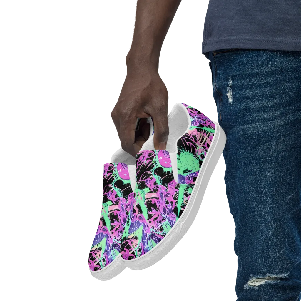 Candy Static on Men's Slip-On Canvas Shoes — Left Front