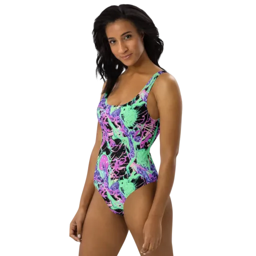 Candy Static on a One-Piece Swimsuit
