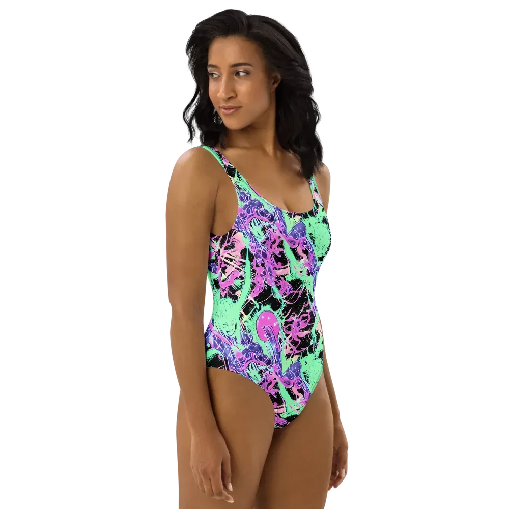 Candy Static on One-Piece Swimsuit — Right