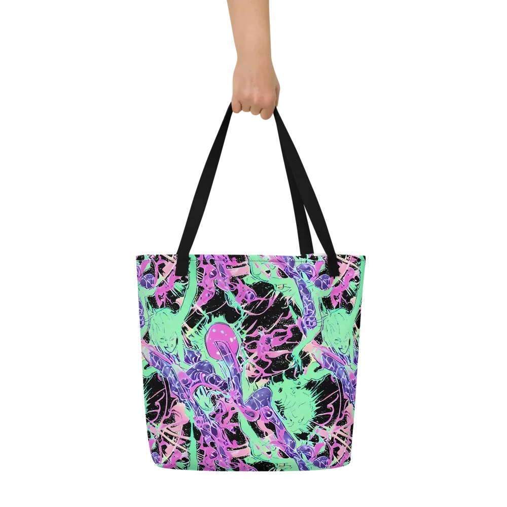 Candy Static on Large Tote Bag W/ Pocket — Front
