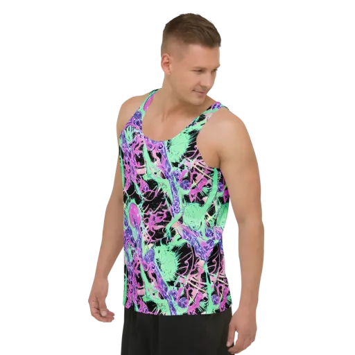 Candy Static on a Men's Tank Top