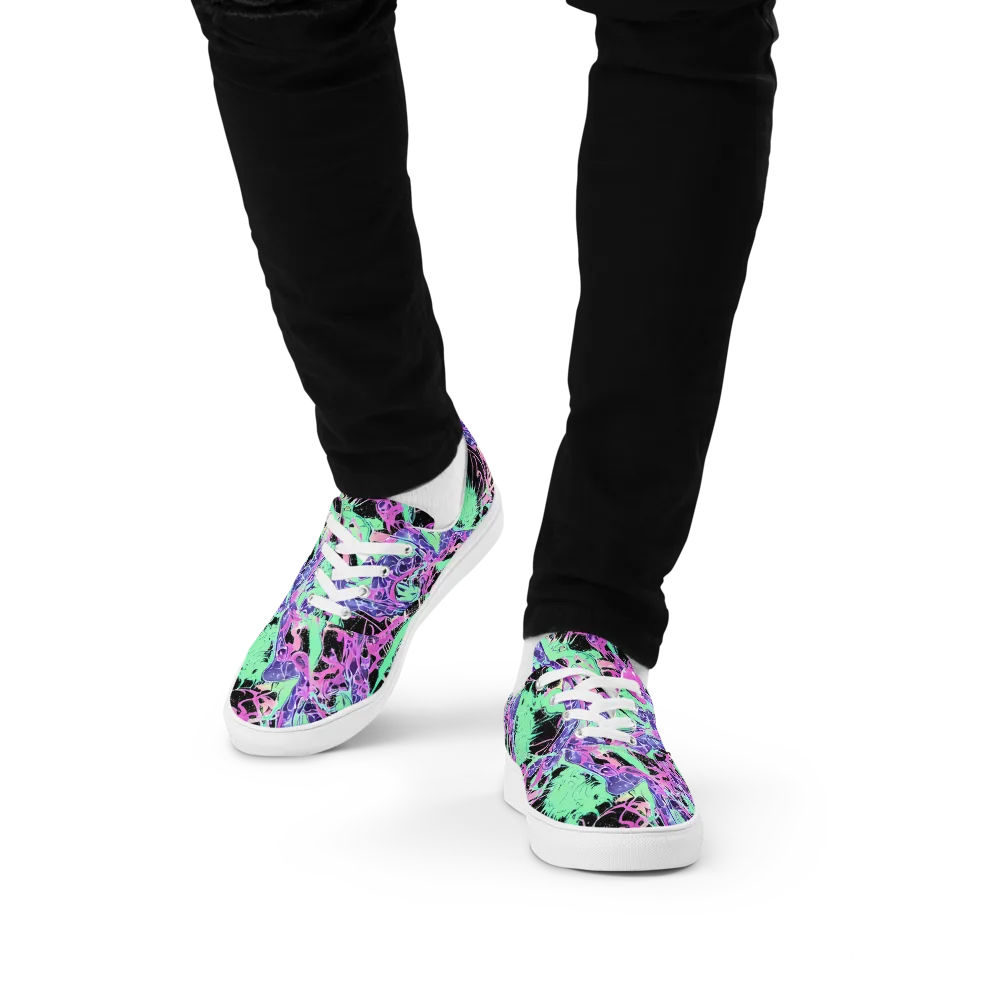 Candy Static on Men's Lace-Up Canvas Shoes — Front
