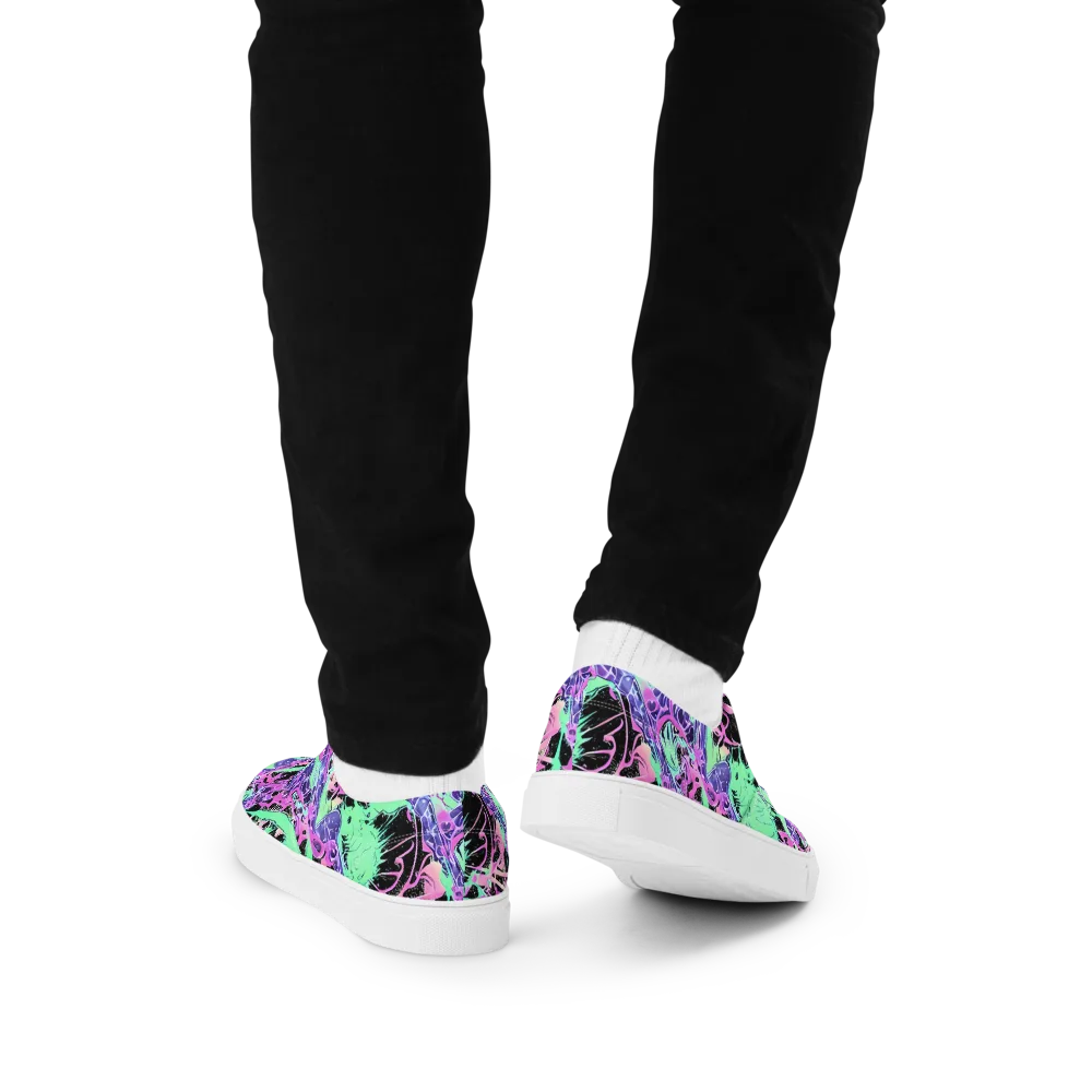 Candy Static on Men's Lace-Up Canvas Shoes — Back