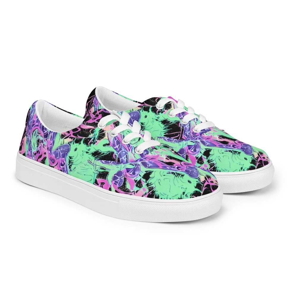 Candy Static on Men's Lace-Up Canvas Shoes — Right Front