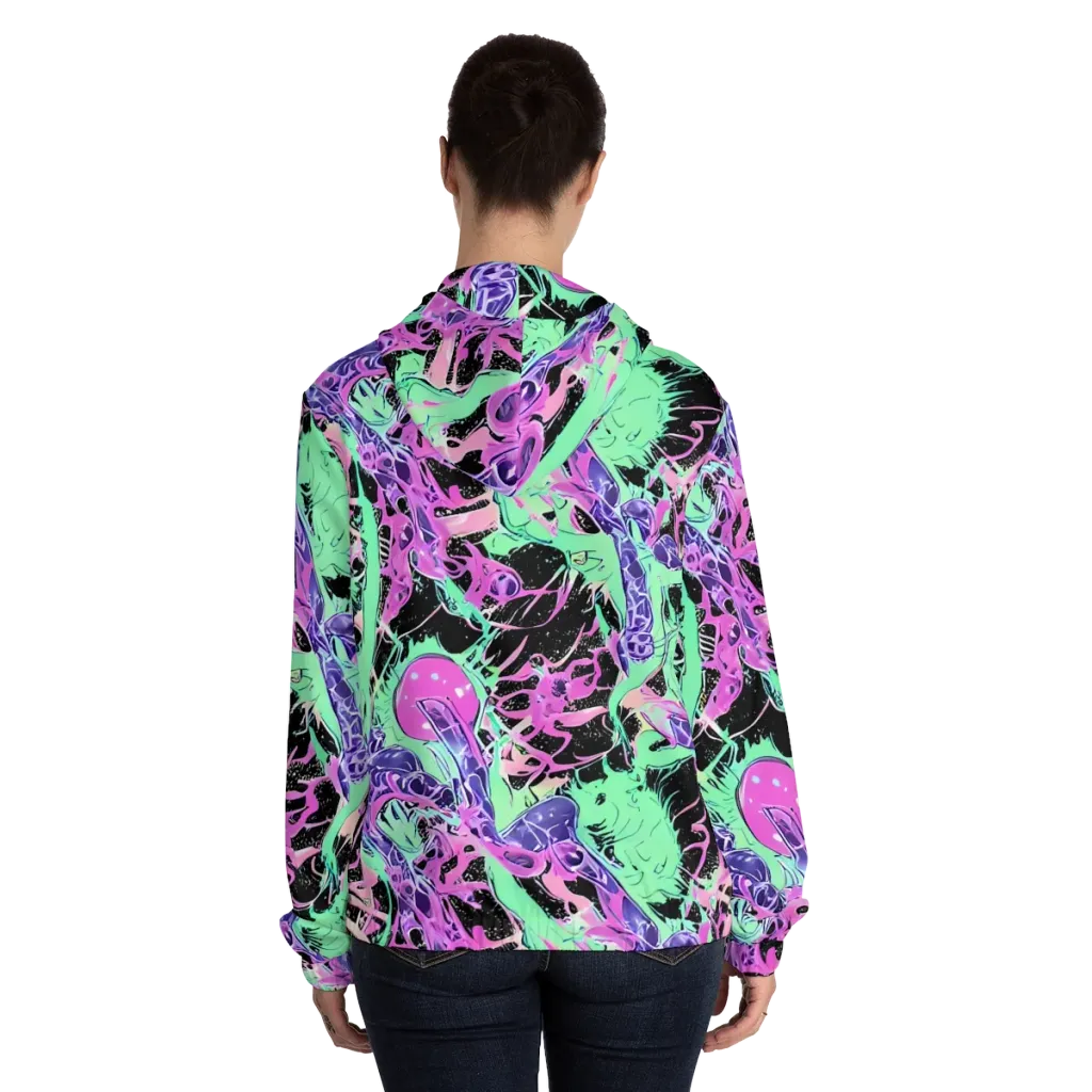 Candy Static on Women's Full-Zip Hoodie — Back On Person