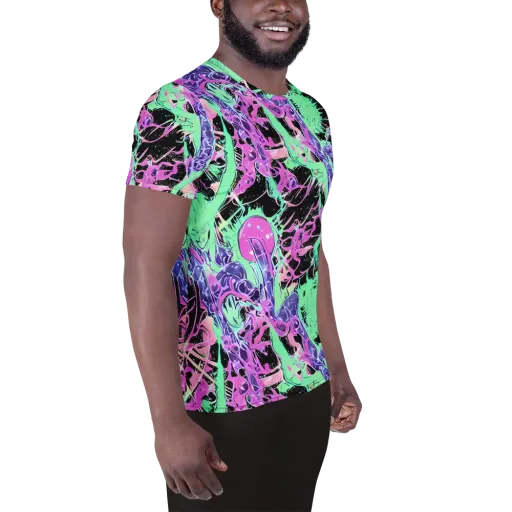 Candy Static on a Men's Athletic T-Shirt