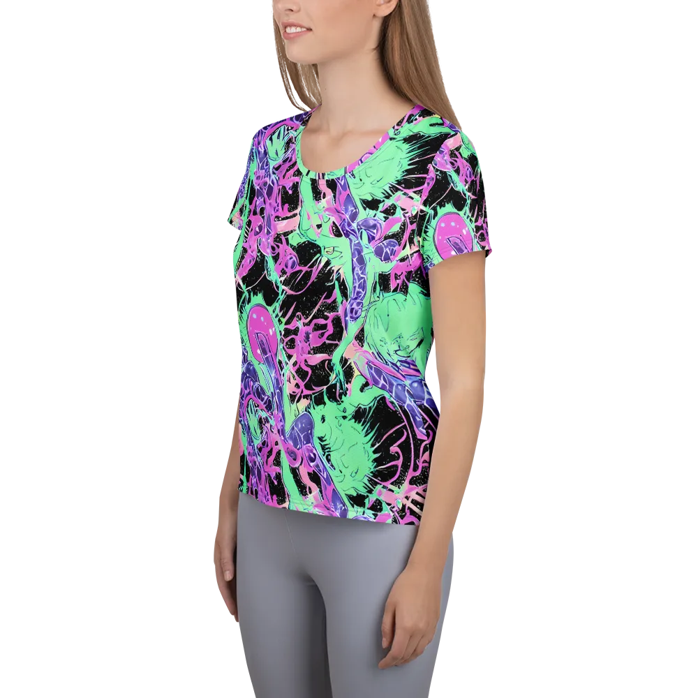 Candy Static on Women's Athletic T-Shirt — Left