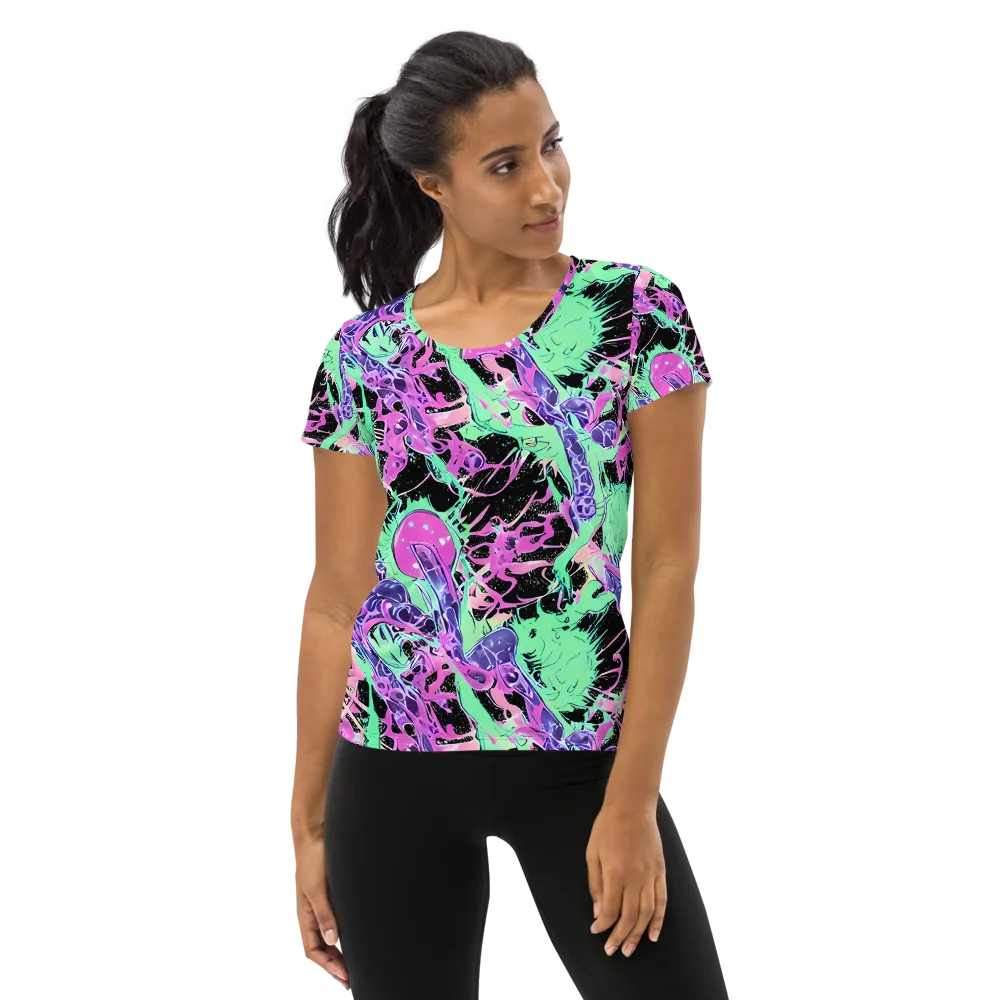 Candy Static on Women's Athletic T-Shirt — Front