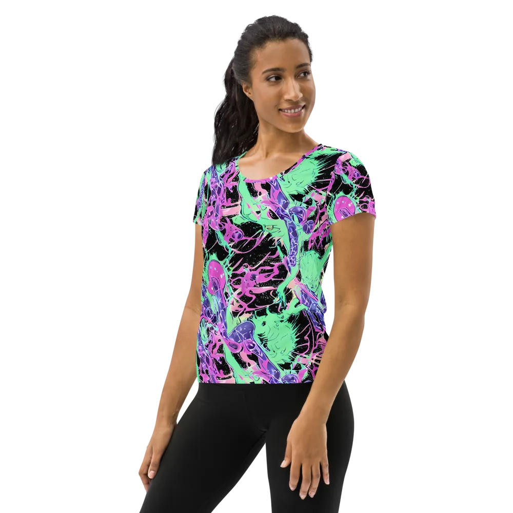 Candy Static on Women's Athletic T-Shirt — Left