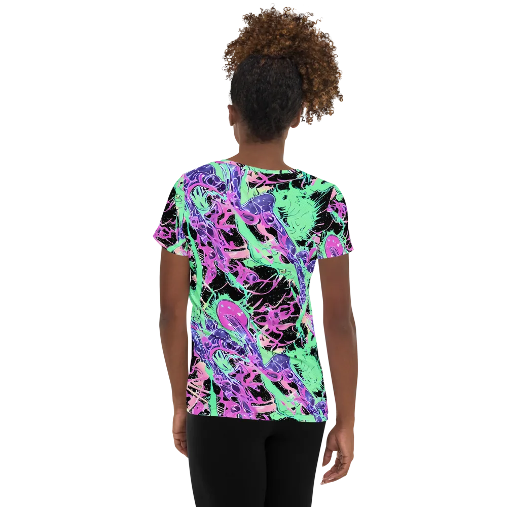 Candy Static on Women's Athletic T-Shirt — Back