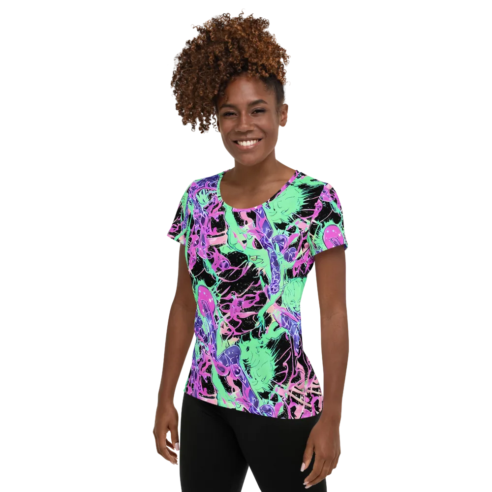Candy Static on Women's Athletic T-Shirt — Left