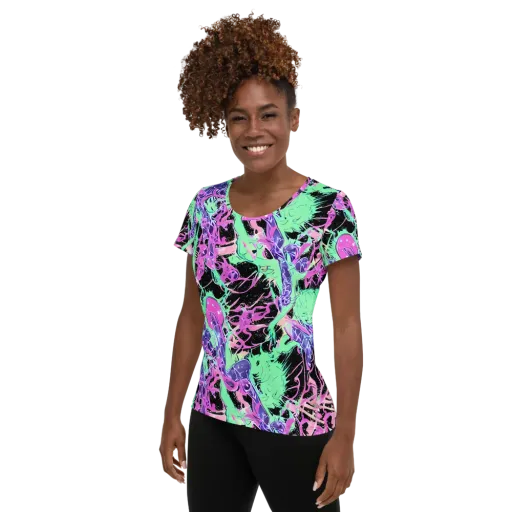 Candy Static on a Women's Athletic T-Shirt
