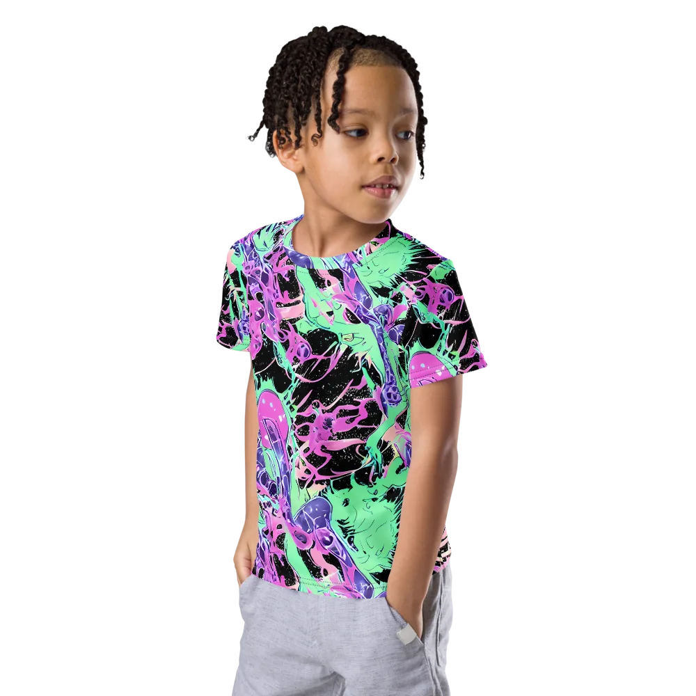 Candy Static on Kids Crew Neck T-Shirt — Left Front