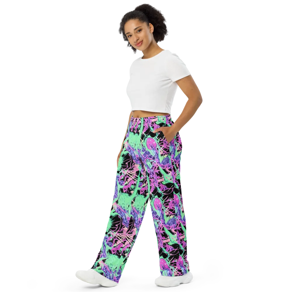 Candy Static on Wide-Leg Pants — Left Front