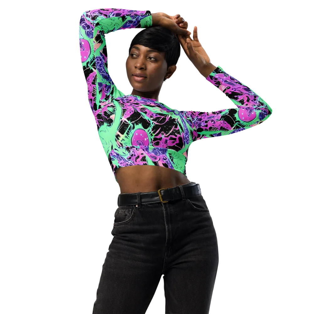 Candy Static on Long Sleeve Crop Top — Front