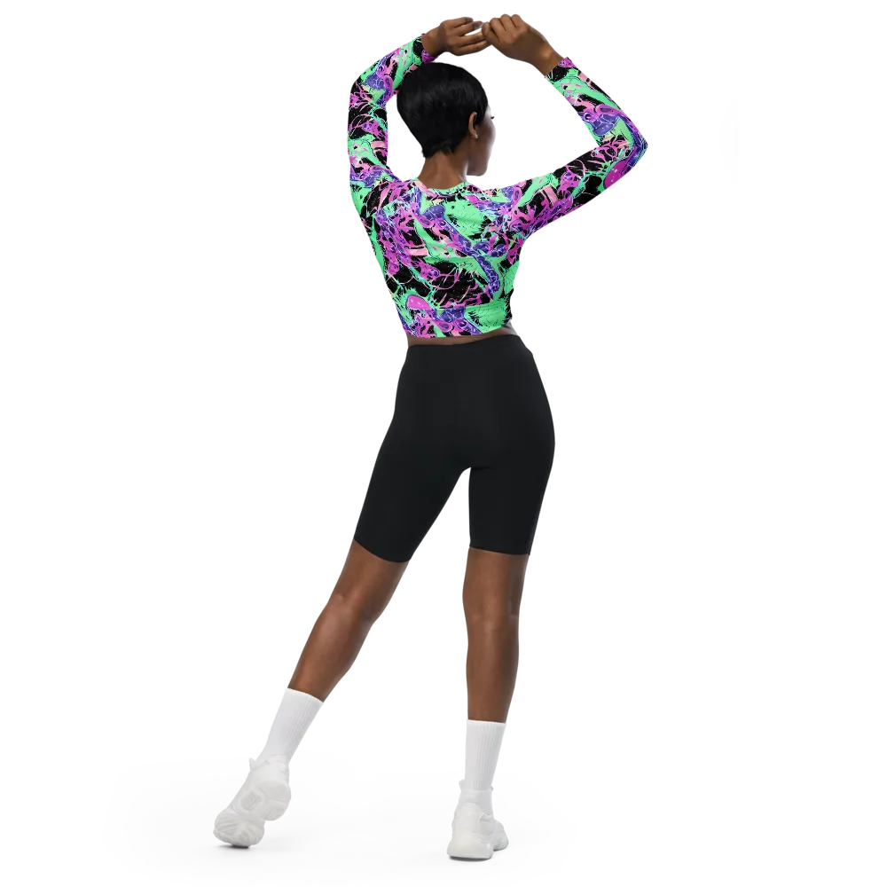 Candy Static on Long Sleeve Crop Top — Back
