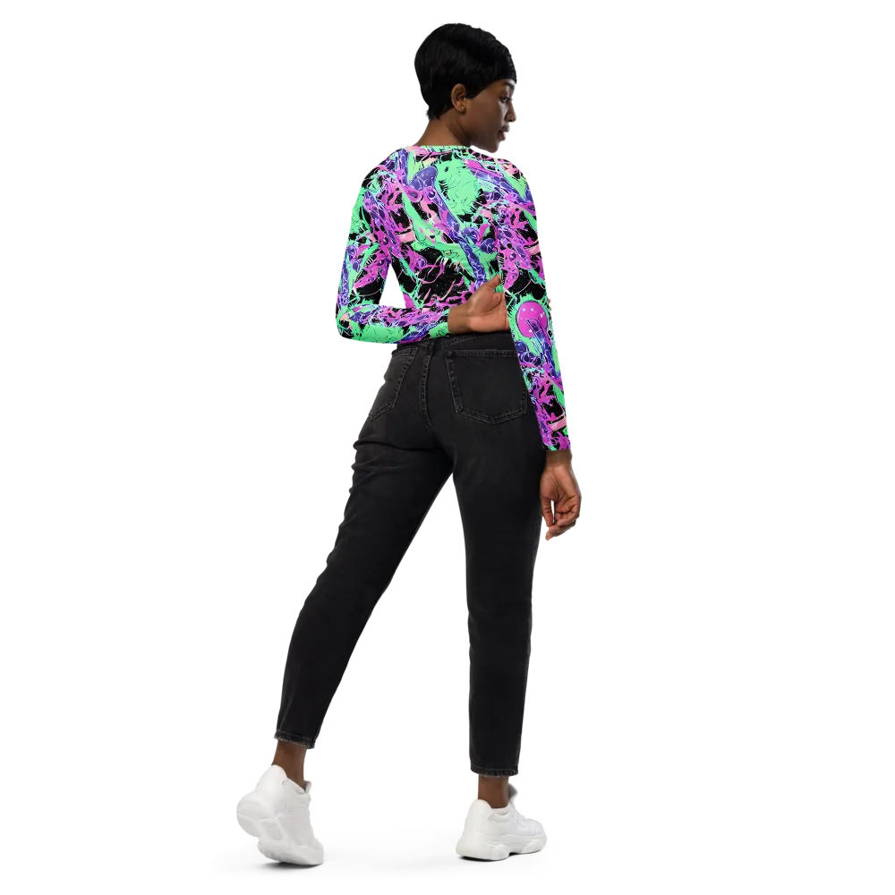 Candy Static on Long Sleeve Crop Top — Right Back