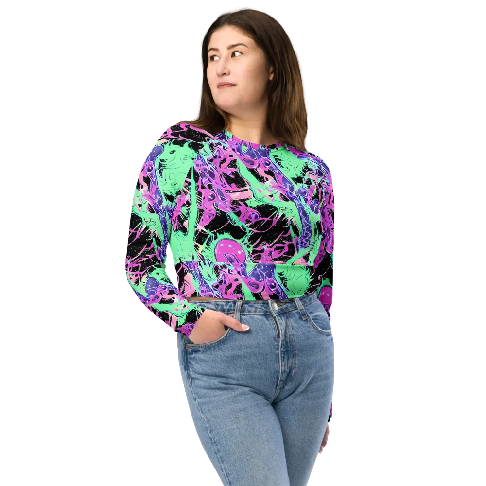 Candy Static on Long Sleeve Crop Top — Front