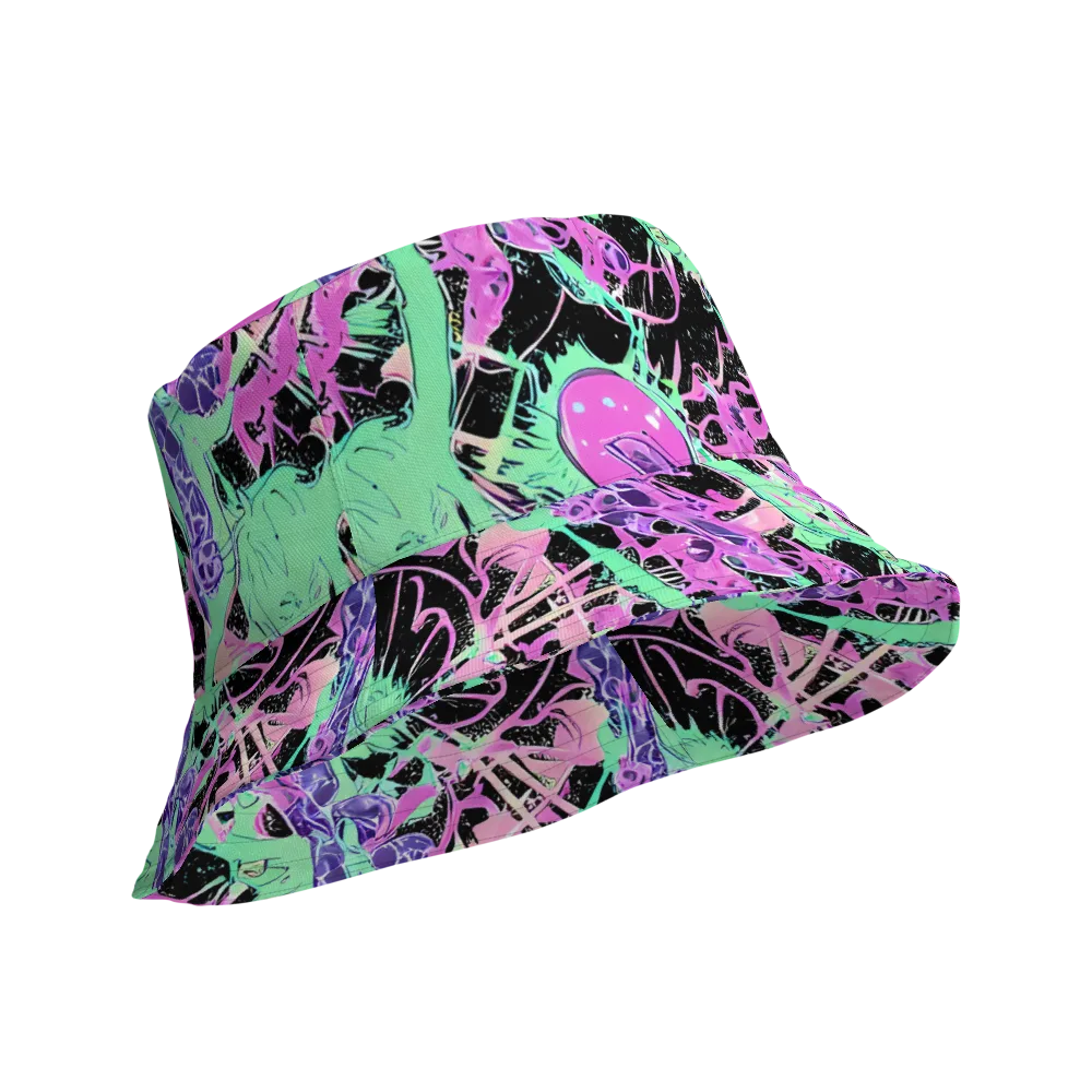 Candy Static on Reversible Bucket Hat — Product details Outside