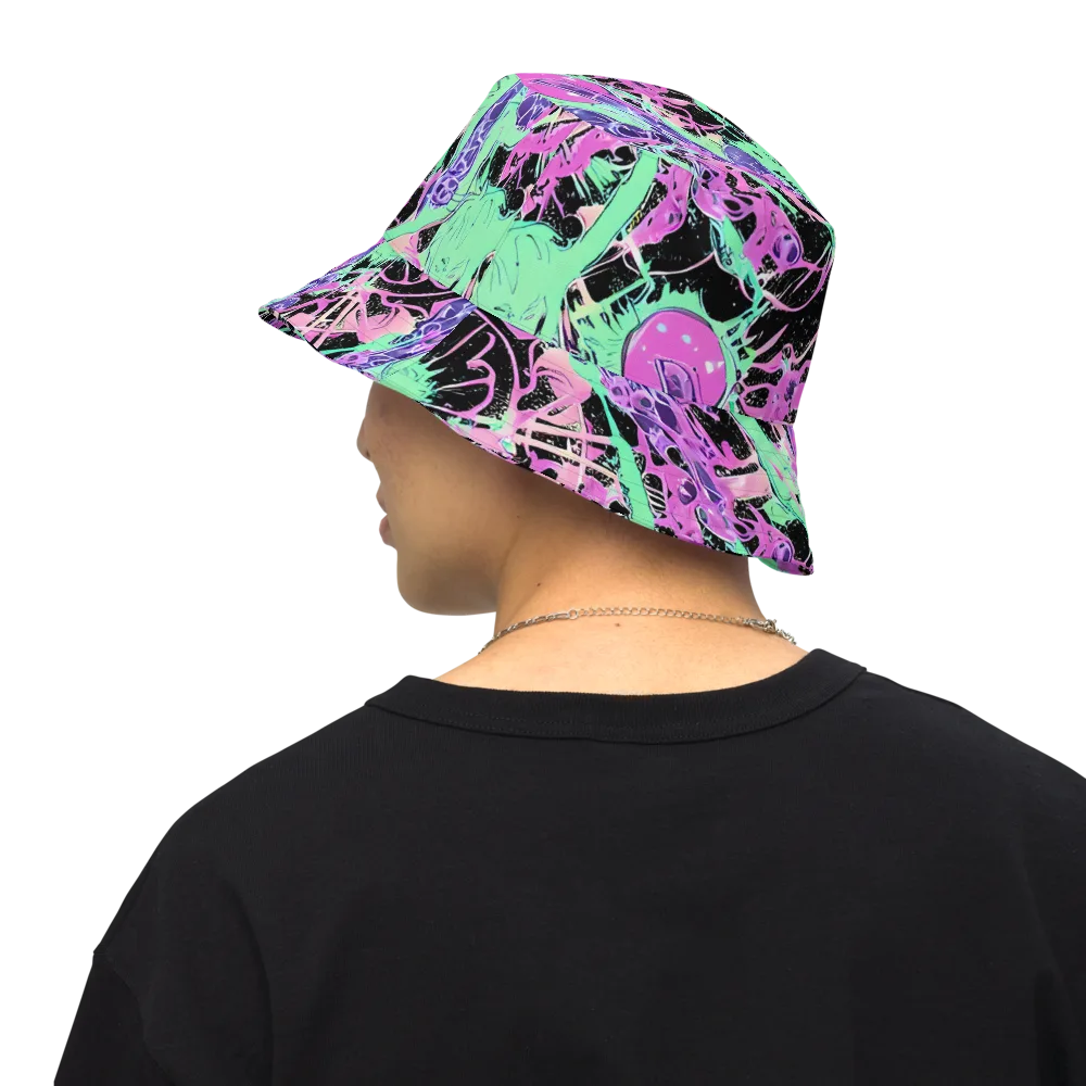 Candy Static on Reversible Bucket Hat — Back Inside
