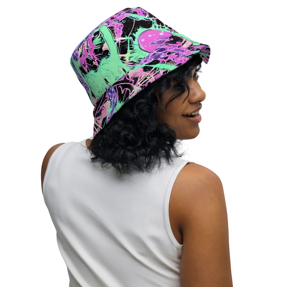 Candy Static on Reversible Bucket Hat — Right Outside