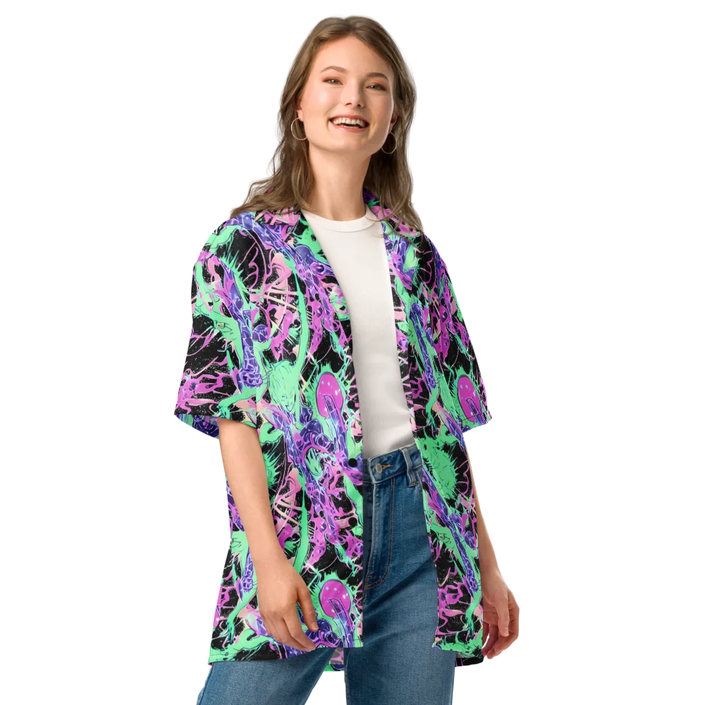 Candy Static on Button Shirt — Front