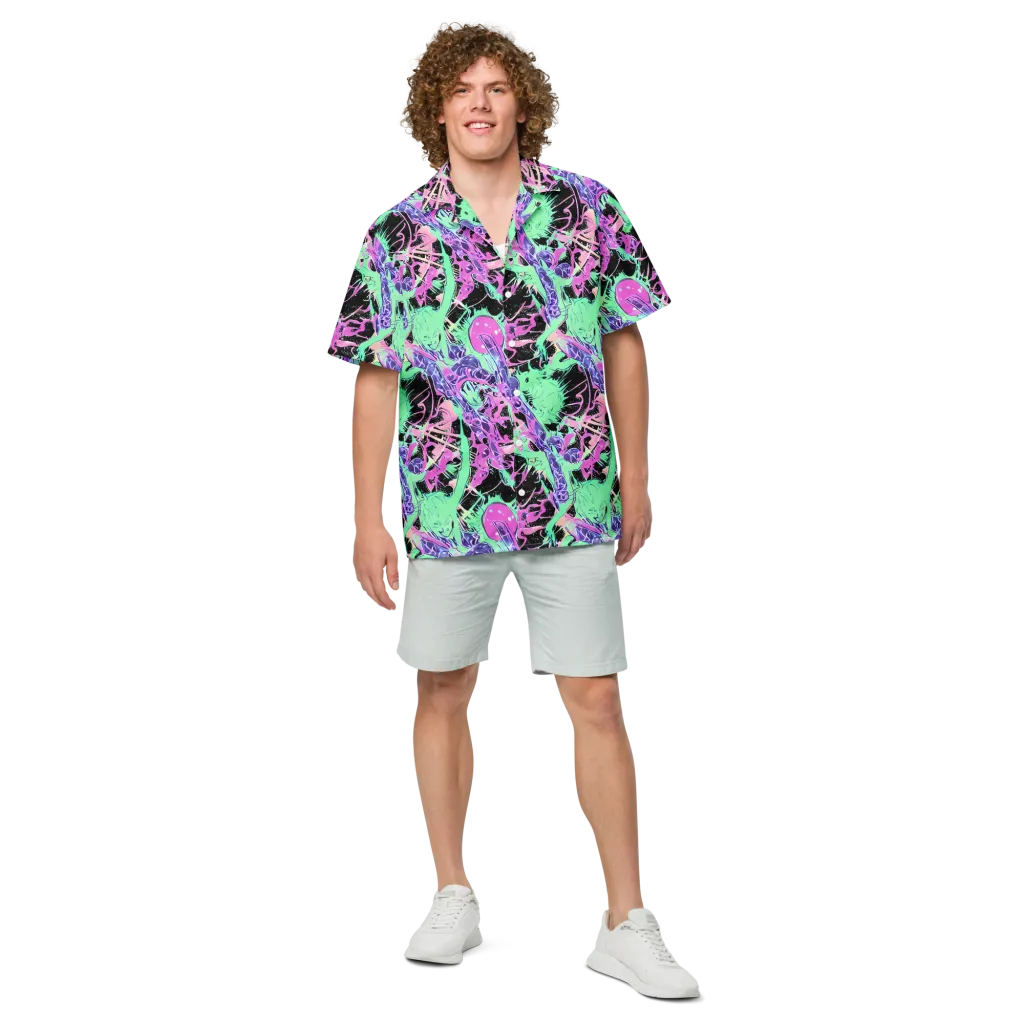 Candy Static on Button Shirt — Front