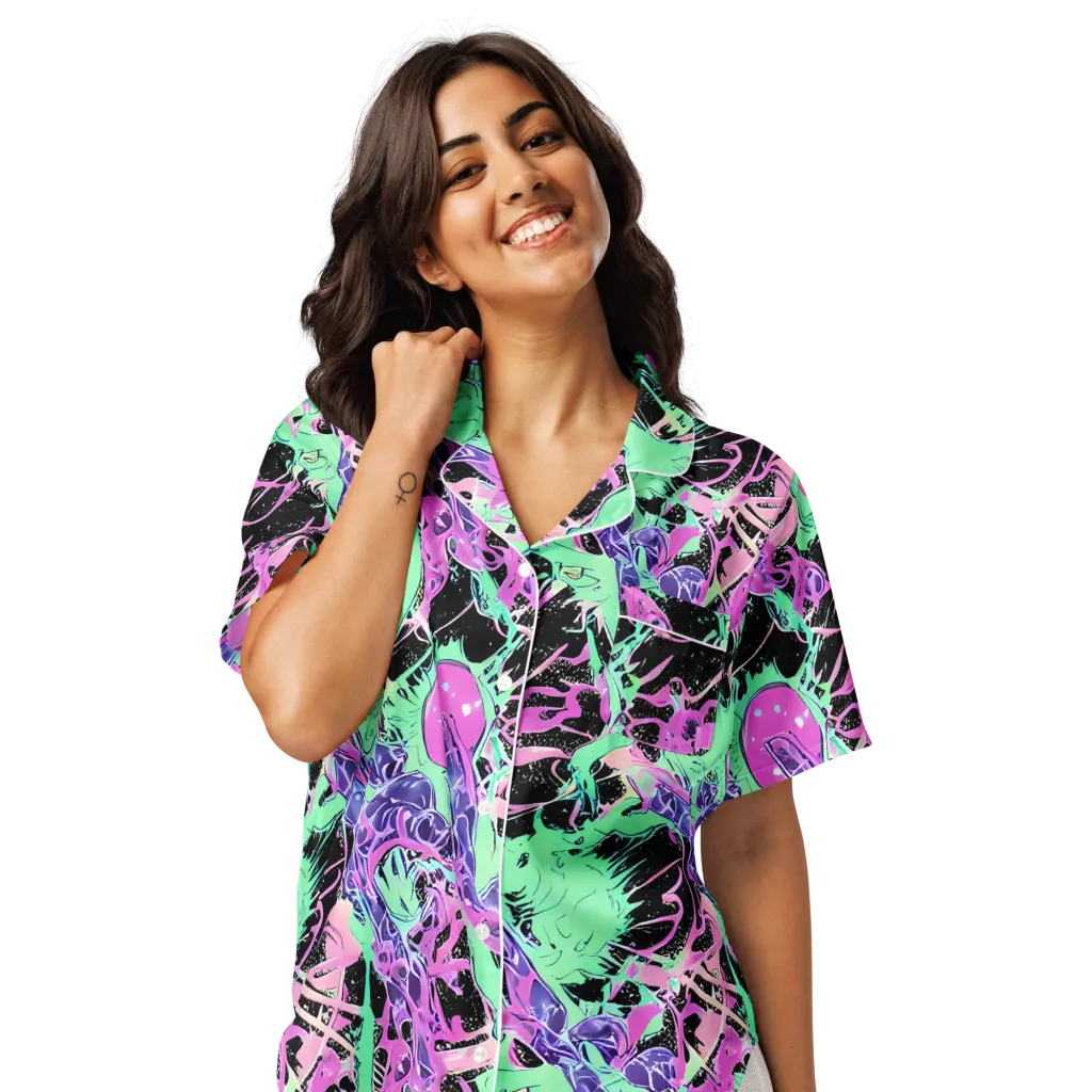 Candy Static on Women's Short Sleeve Pajama Top — Front