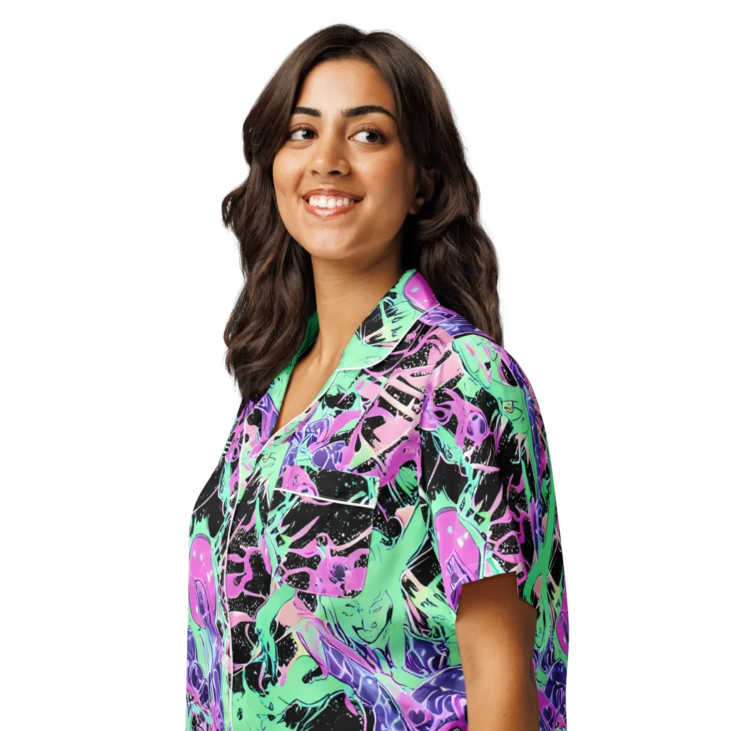 Candy Static on Women's Short Sleeve Pajama Top — Left Front