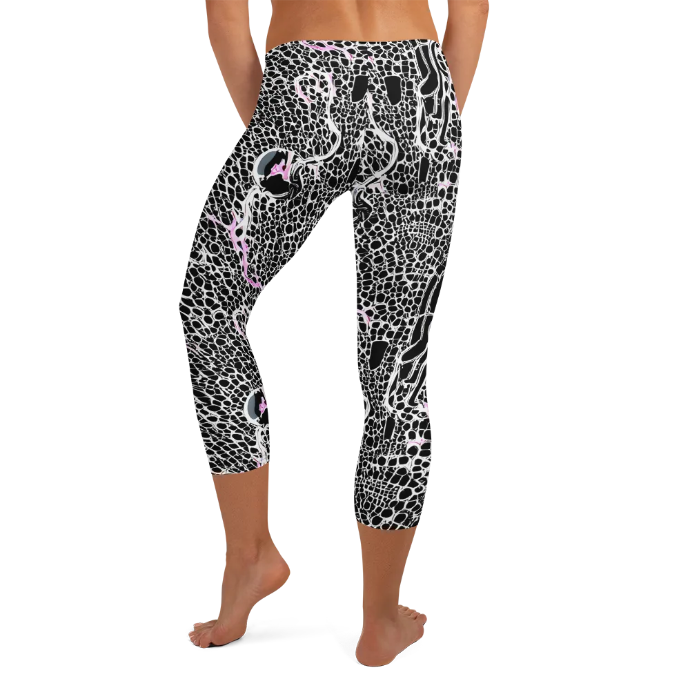 Pink Fracture on Capri Leggings — Back