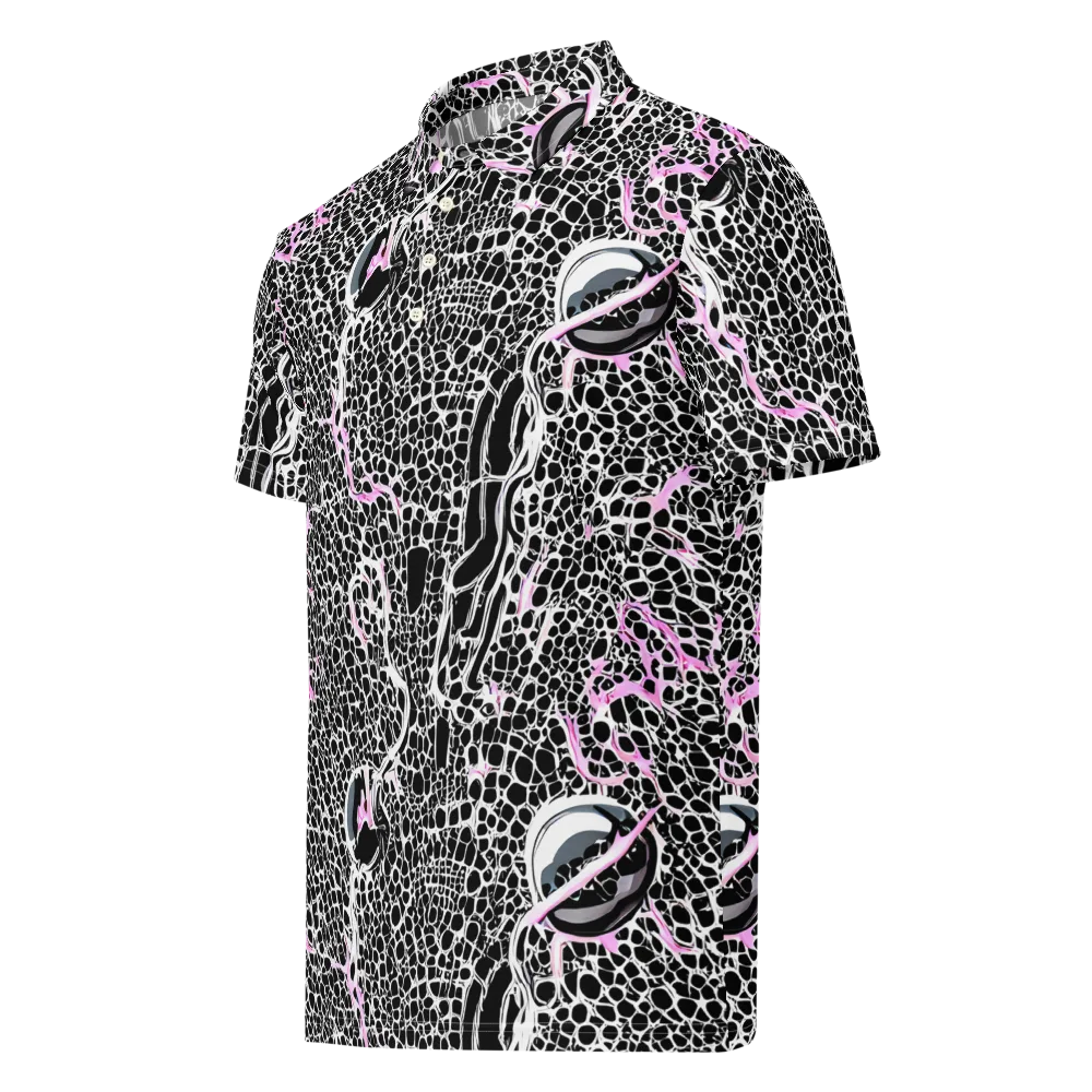 Pink Fracture on Men's Slim Fit Polo Shirt — Left Front