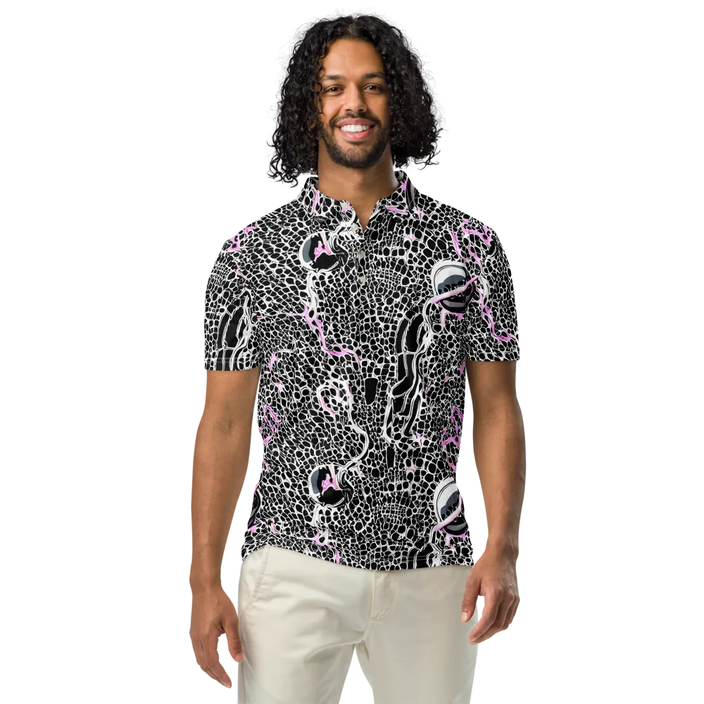 Pink Fracture on Men's Slim Fit Polo Shirt — Front