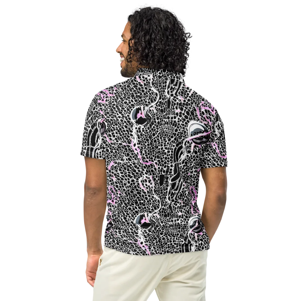Pink Fracture on Men's Slim Fit Polo Shirt — Back