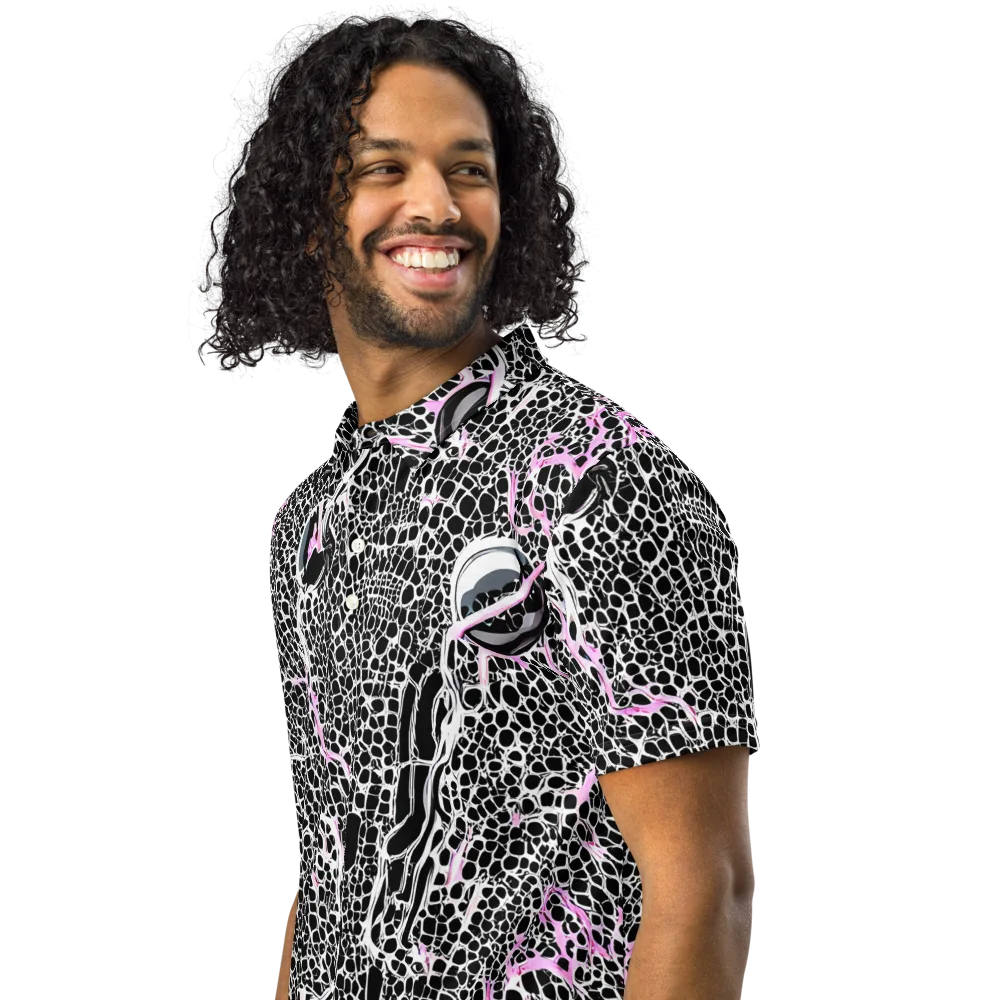 Pink Fracture on Men's Slim Fit Polo Shirt — Left Front