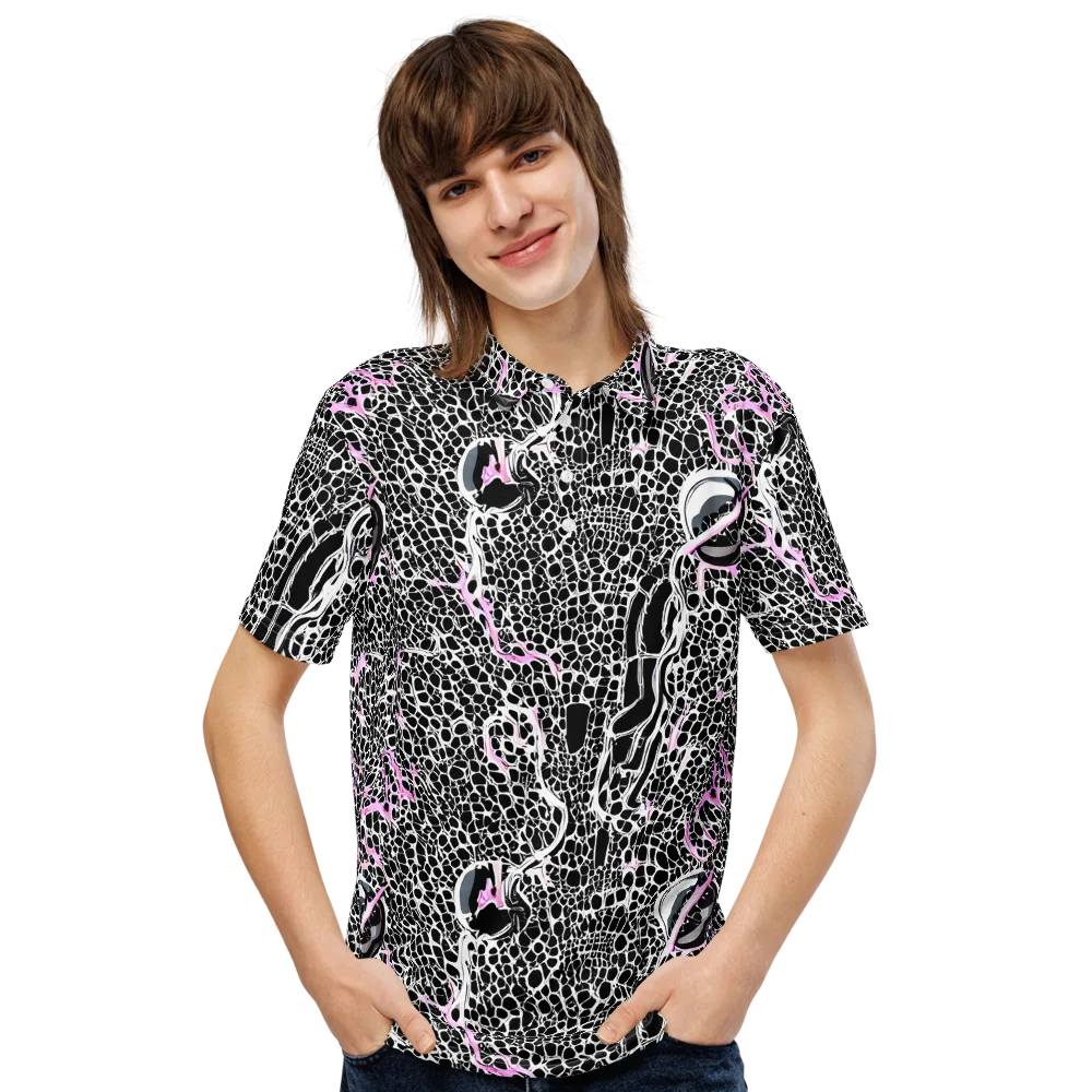 Pink Fracture on Men's Slim Fit Polo Shirt — Front