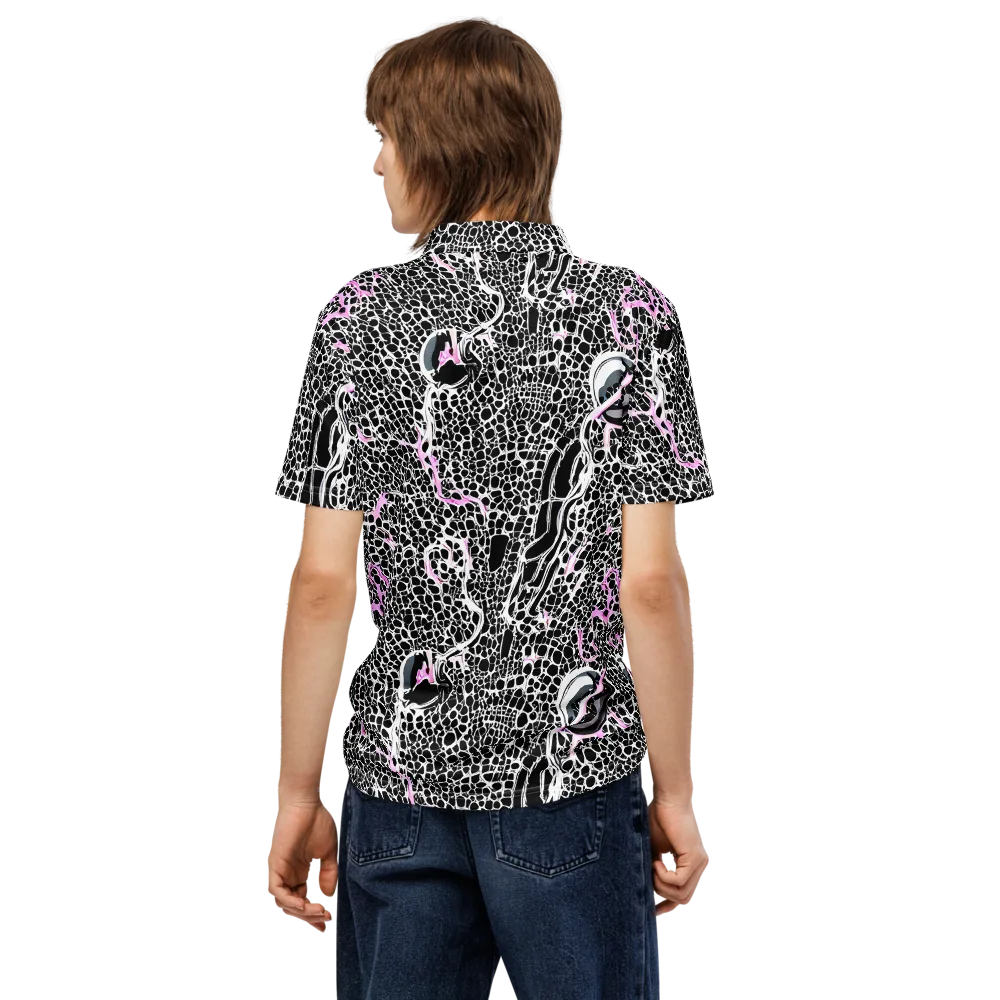 Pink Fracture on Men's Slim Fit Polo Shirt — Back