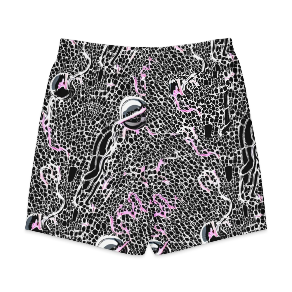 Pink Fracture on Men's Board Shorts — Back